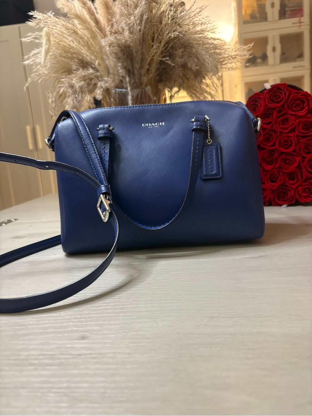 Coach Navy Blue Leather Dome‎ Crossbody Bag